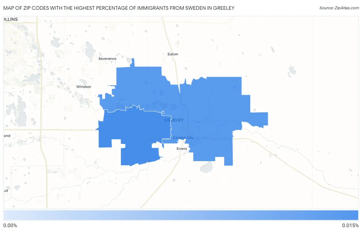 Zip Codes with the Highest Percentage of Immigrants from Sweden in Greeley Map