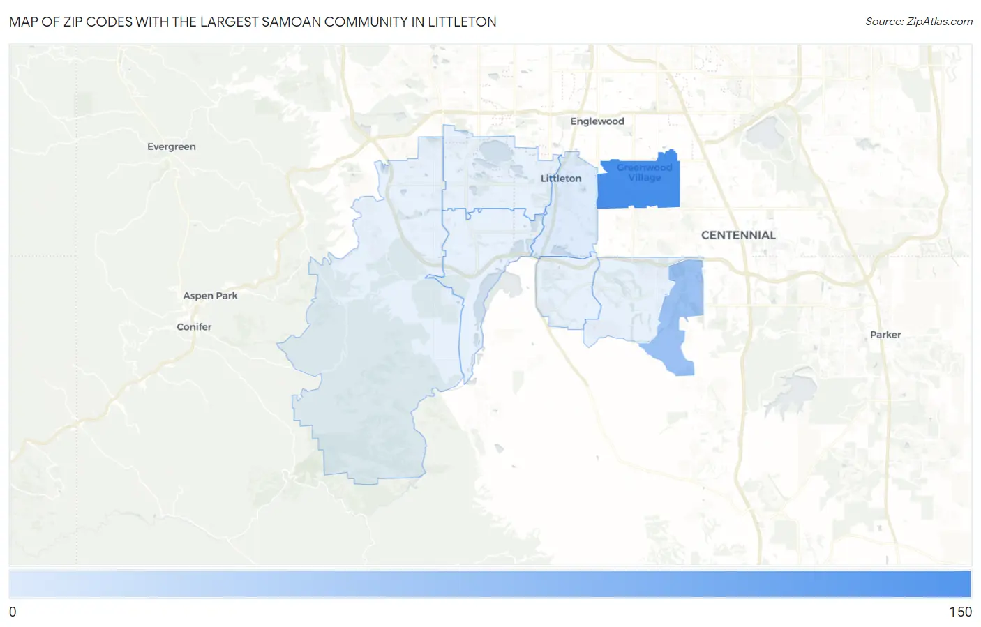 Zip Codes with the Largest Samoan Community in Littleton Map