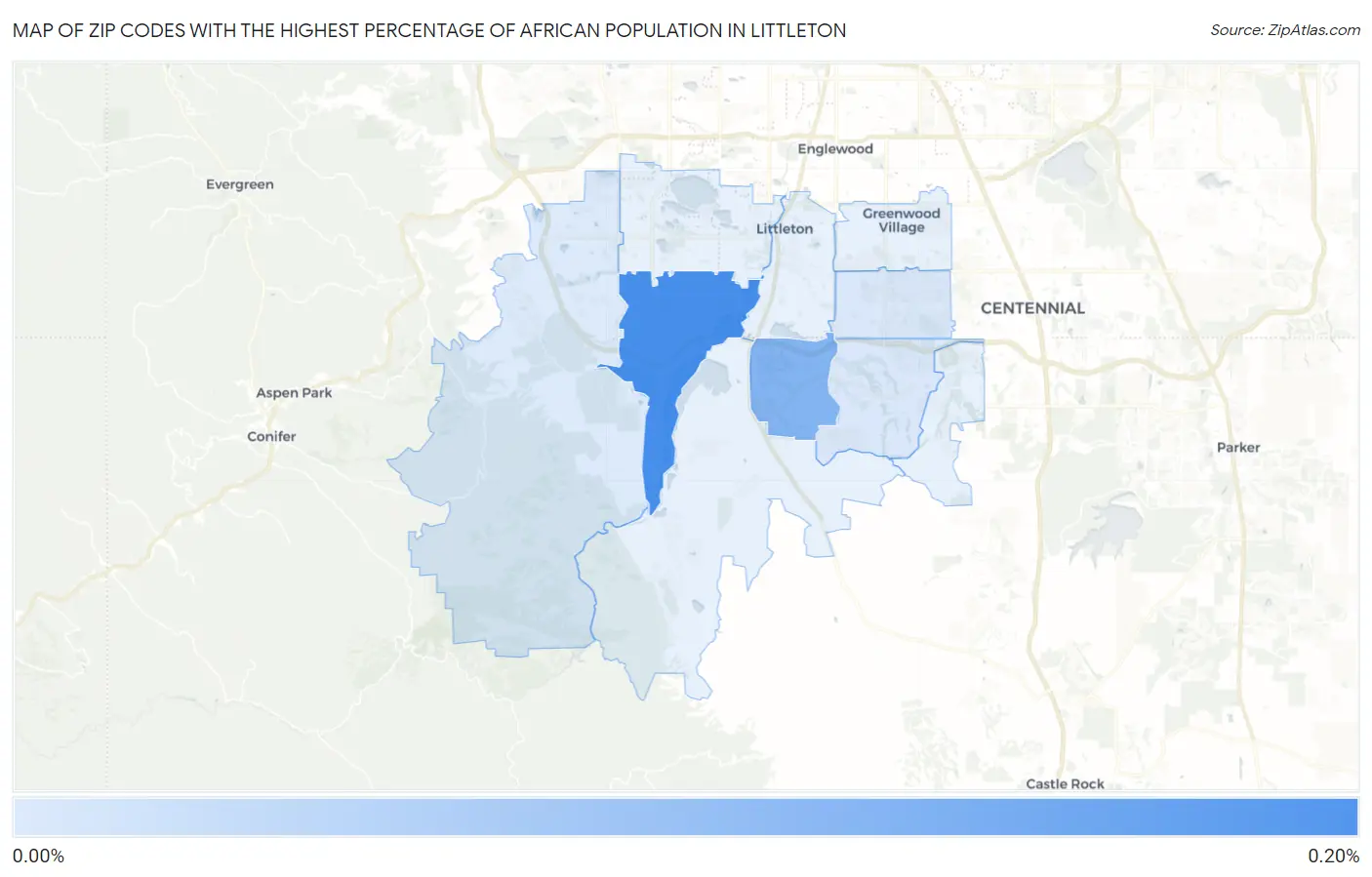 Zip Codes with the Highest Percentage of African Population in Littleton Map