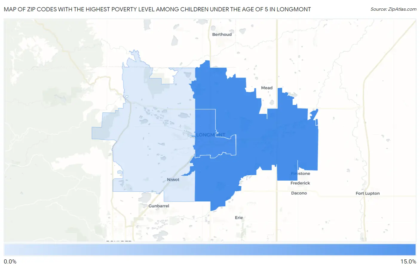 Zip Codes with the Highest Poverty Level Among Children Under the Age of 5 in Longmont Map