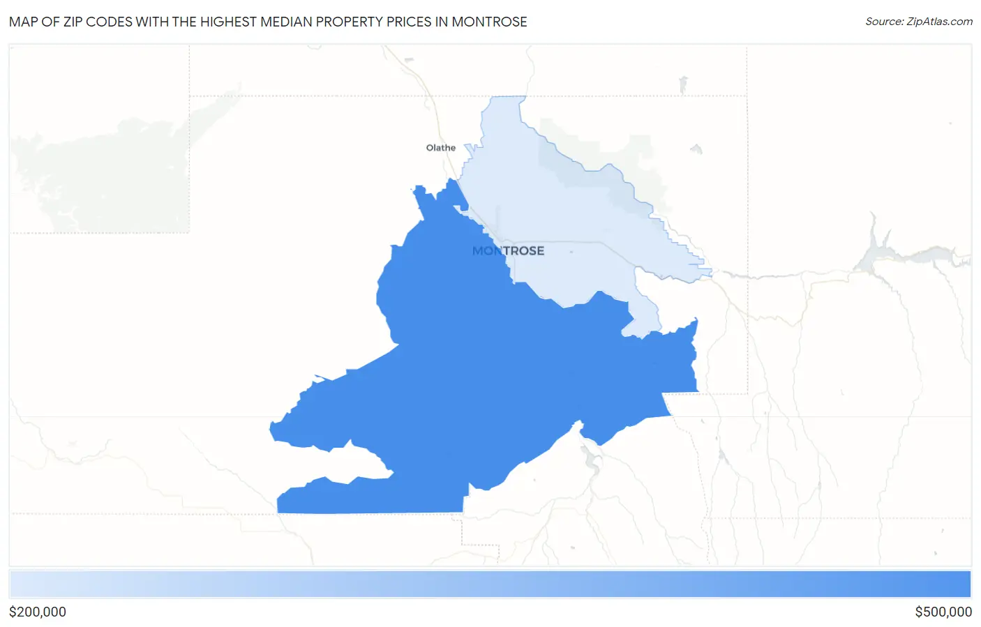 Zip Codes with the Highest Median Property Prices in Montrose Map