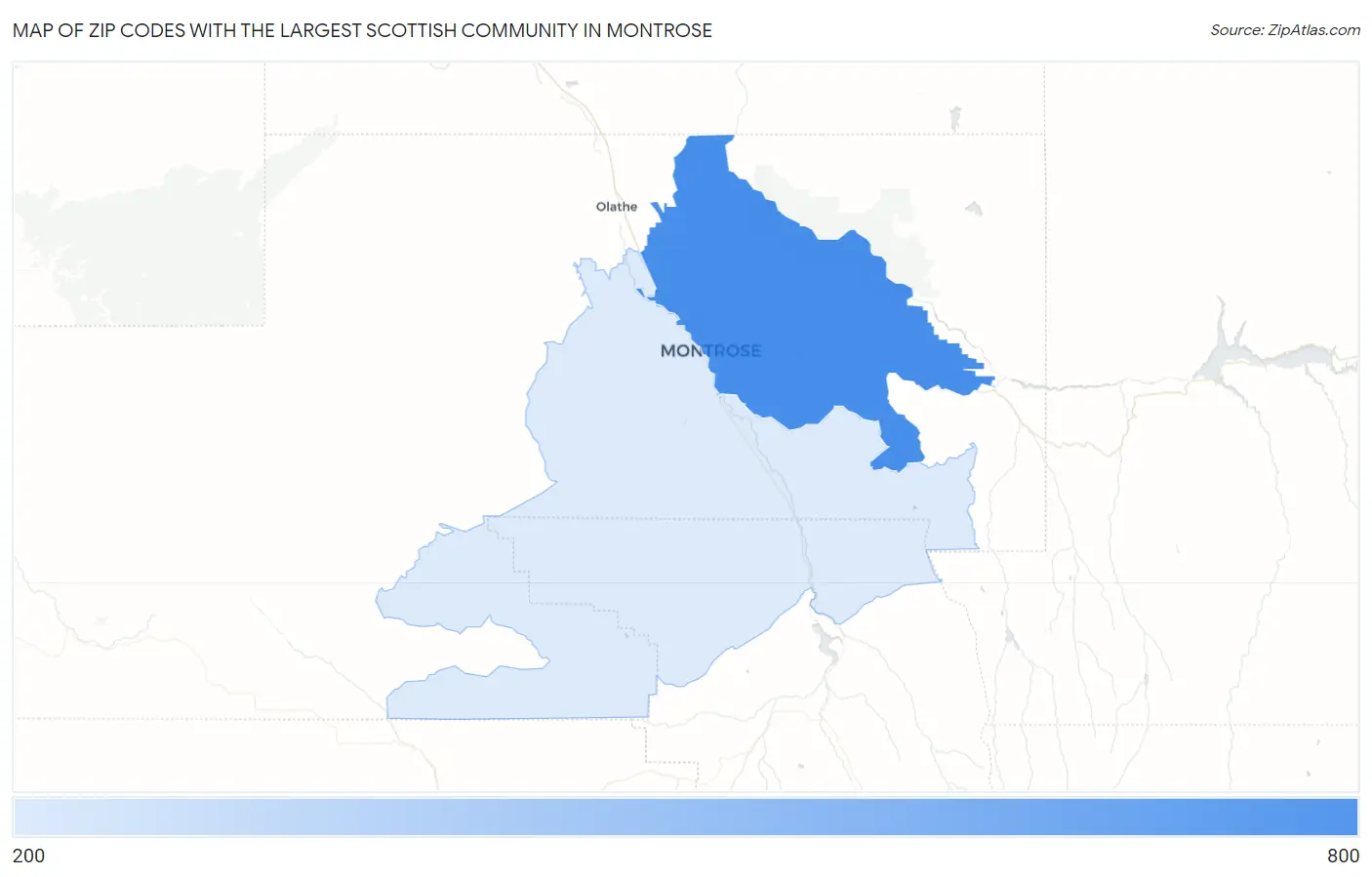 Zip Codes with the Largest Scottish Community in Montrose Map