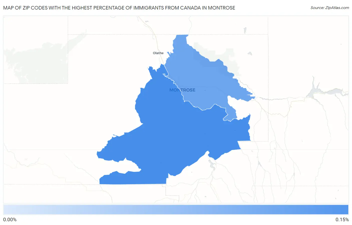 Zip Codes with the Highest Percentage of Immigrants from Canada in Montrose Map