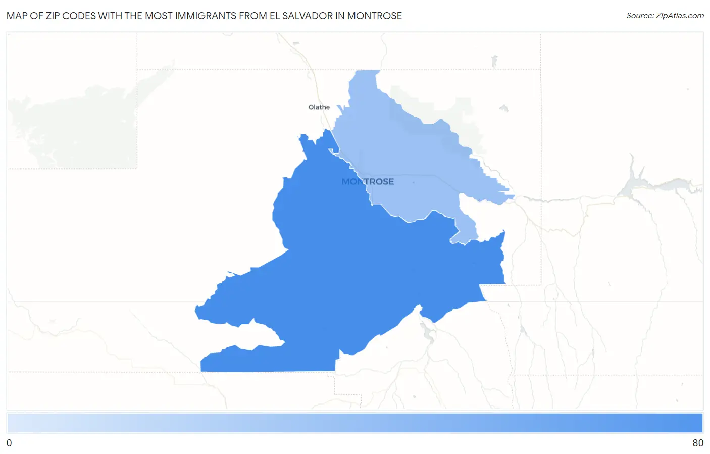 Zip Codes with the Most Immigrants from El Salvador in Montrose Map