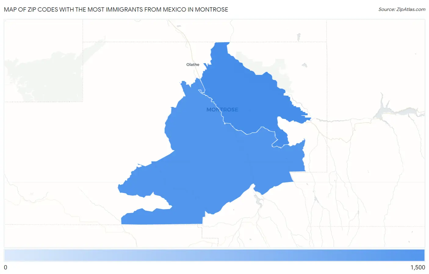 Zip Codes with the Most Immigrants from Mexico in Montrose Map