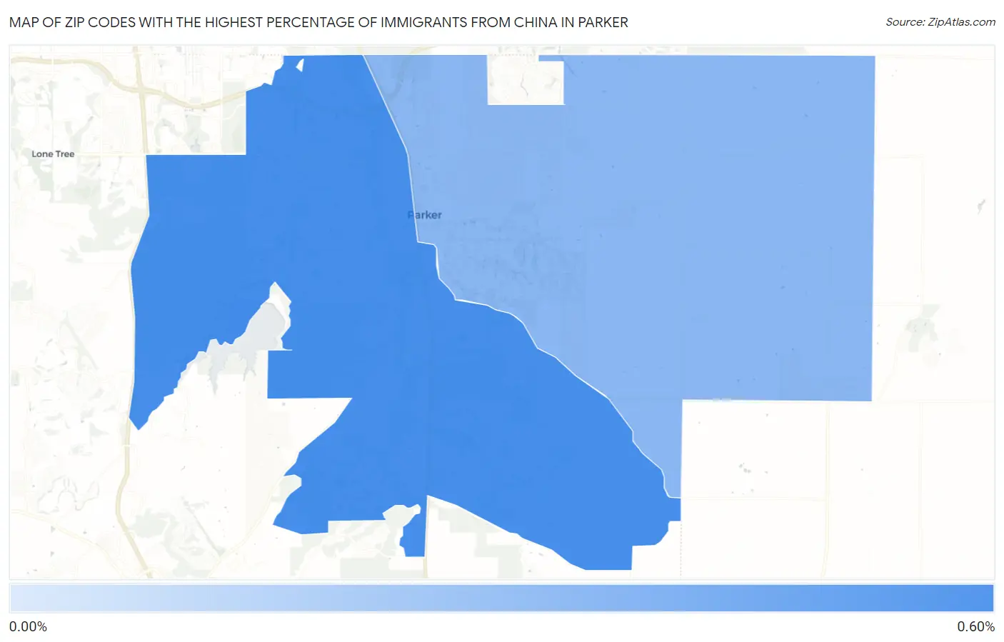 Zip Codes with the Highest Percentage of Immigrants from China in Parker Map