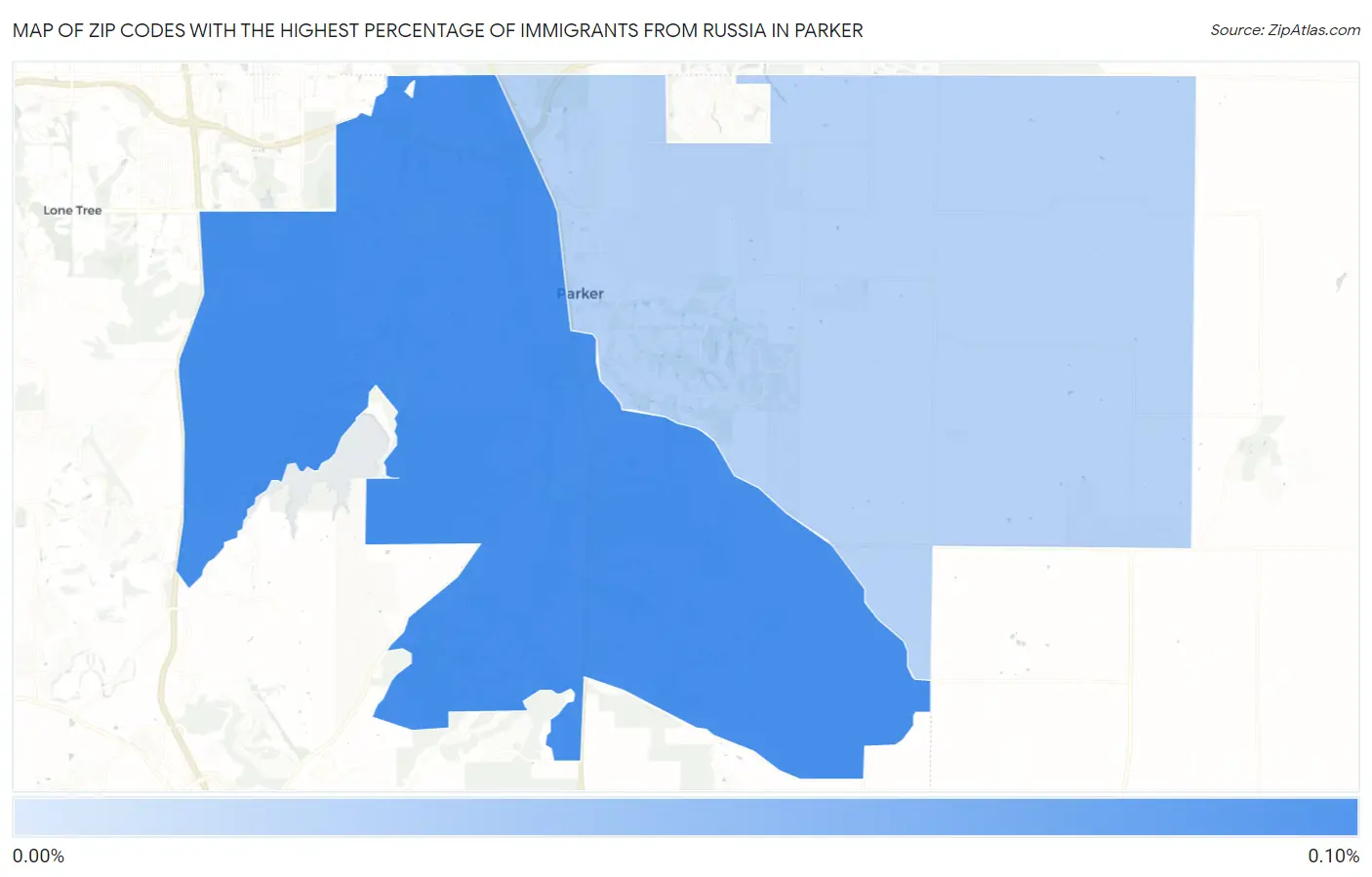 Zip Codes with the Highest Percentage of Immigrants from Russia in Parker Map