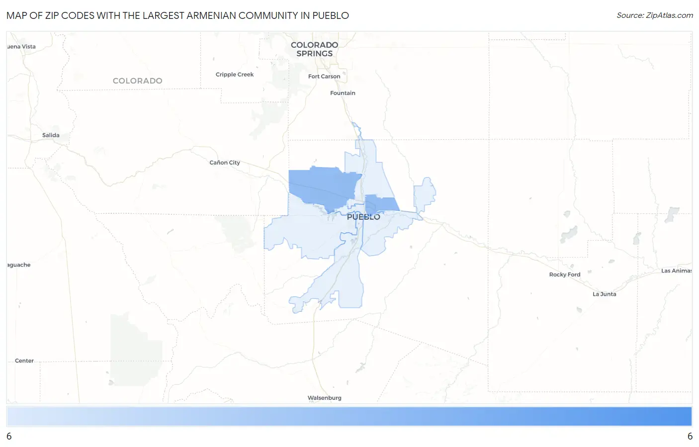 Zip Codes with the Largest Armenian Community in Pueblo Map