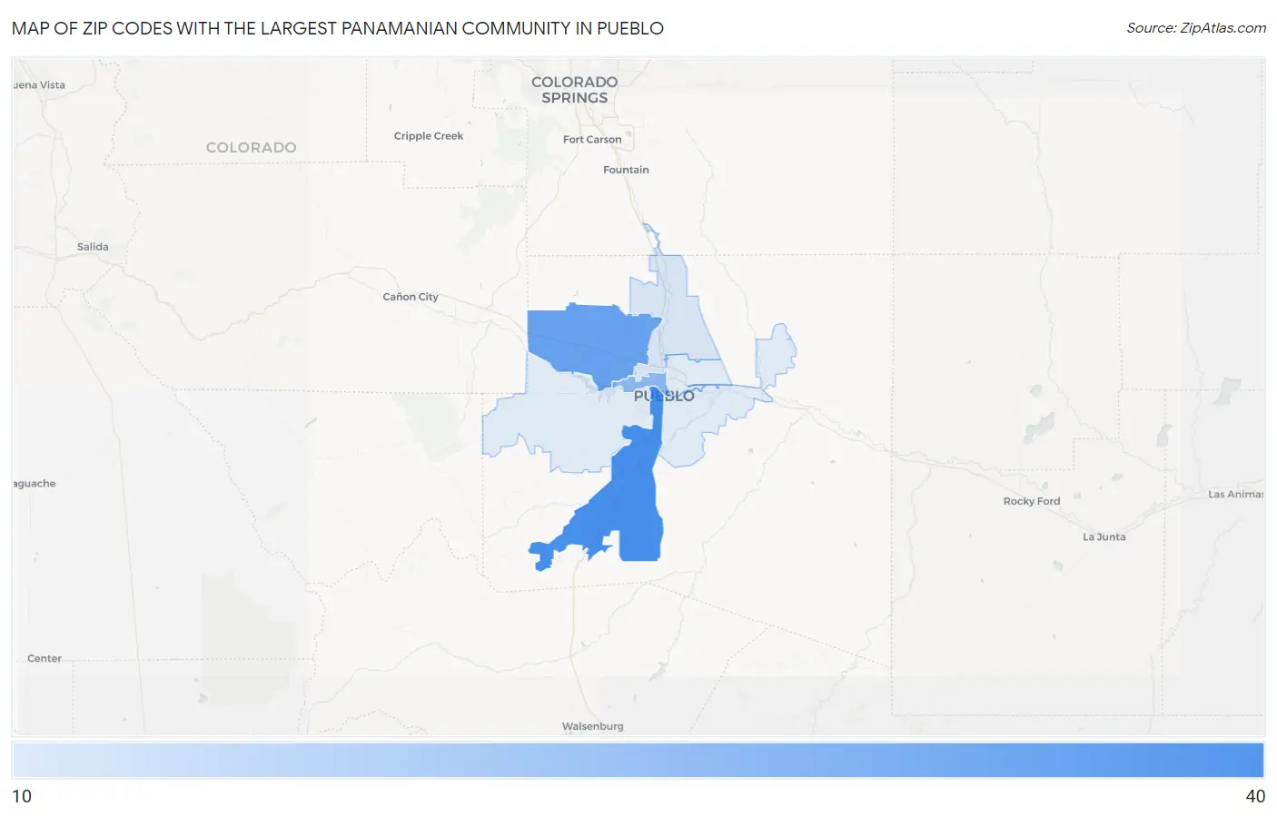 Zip Codes with the Largest Panamanian Community in Pueblo Map