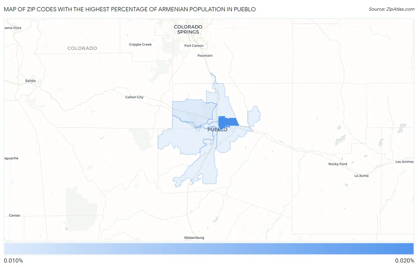 Zip Codes with the Highest Percentage of Armenian Population in Pueblo Map