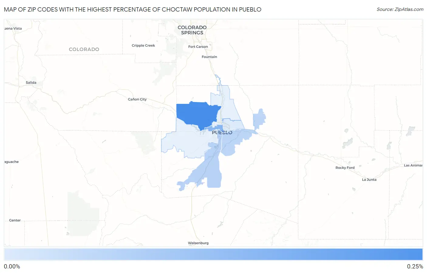 Zip Codes with the Highest Percentage of Choctaw Population in Pueblo Map