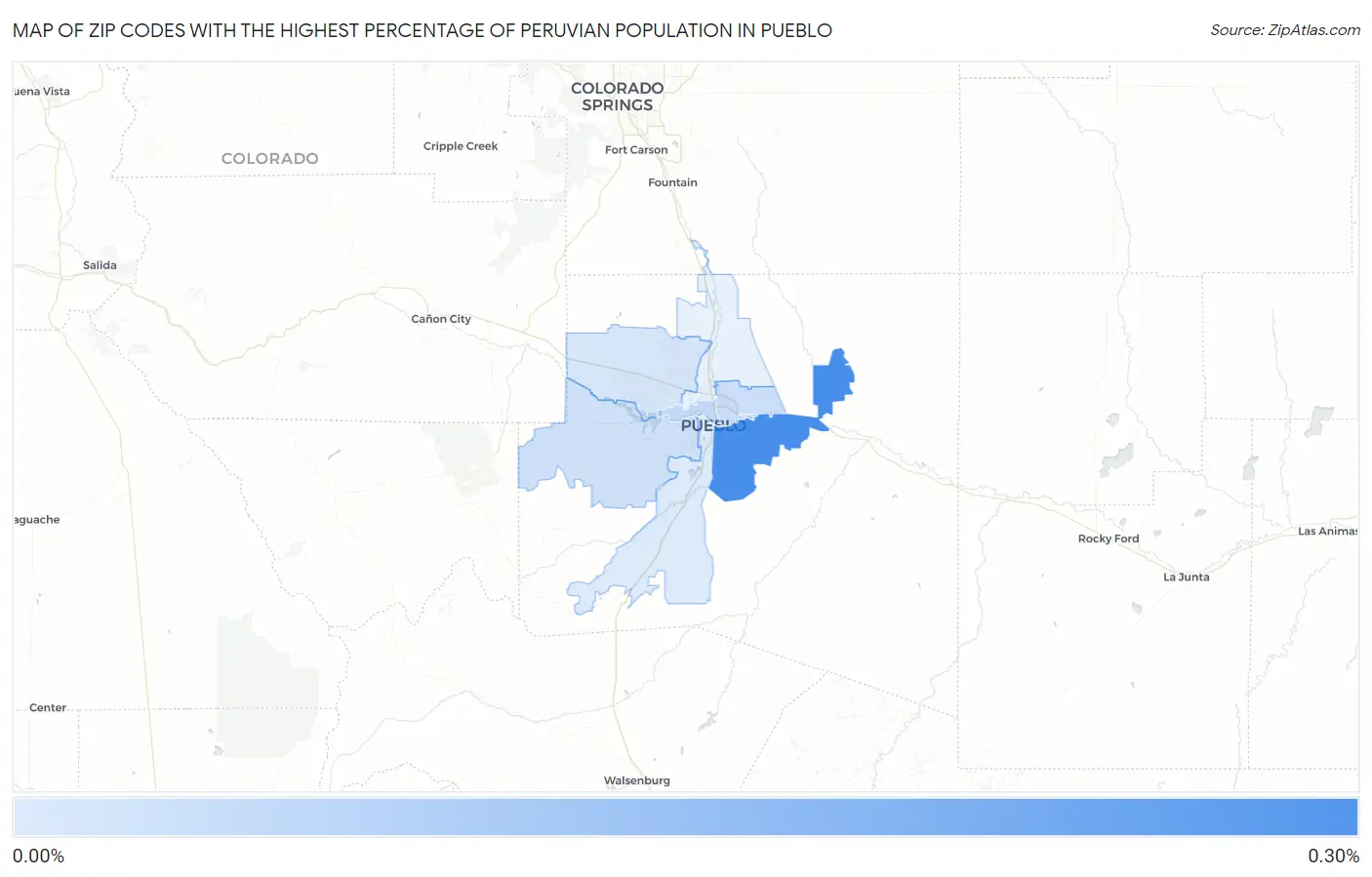 Zip Codes with the Highest Percentage of Peruvian Population in Pueblo Map