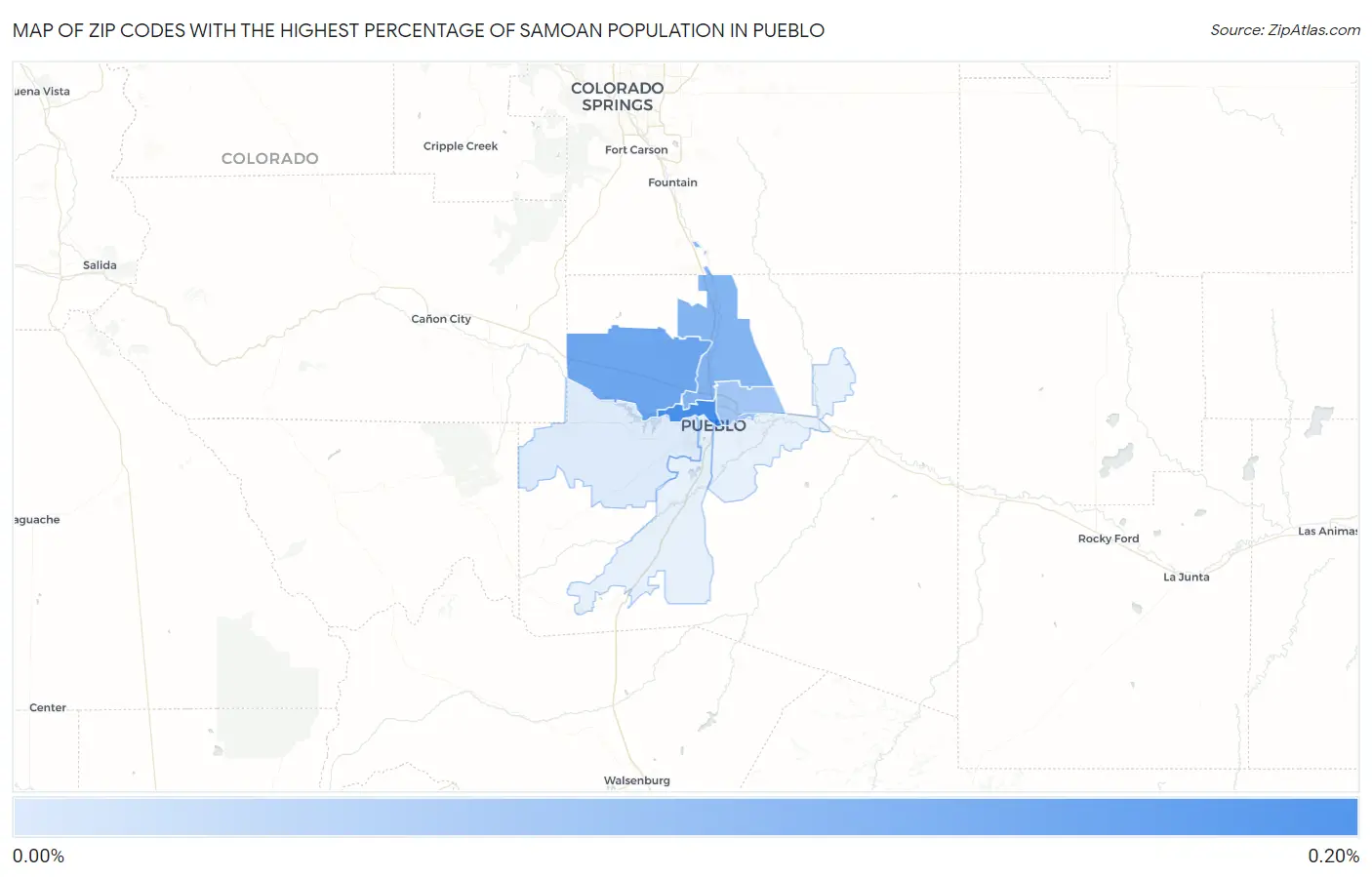 Zip Codes with the Highest Percentage of Samoan Population in Pueblo Map