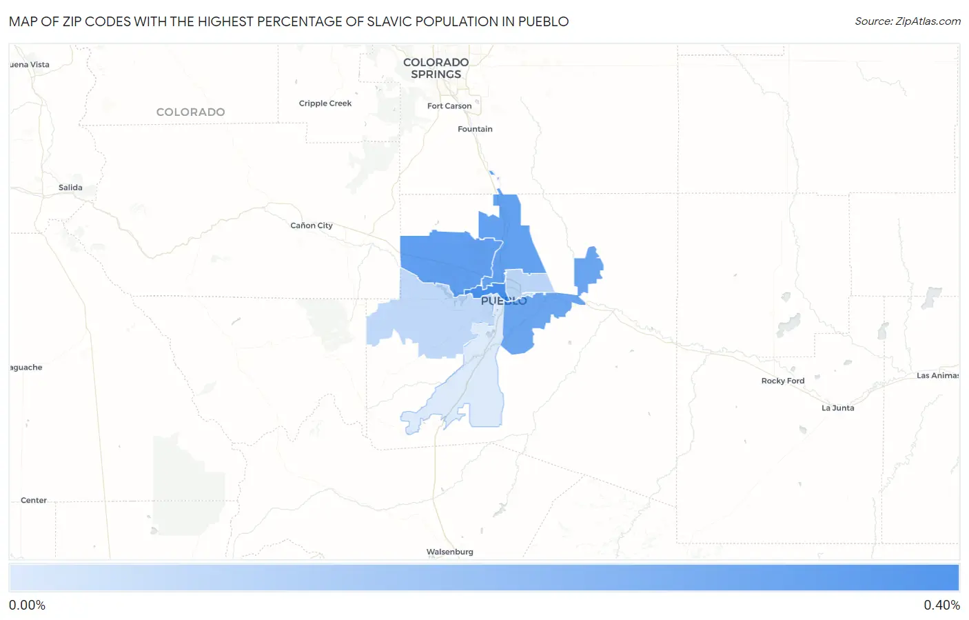 Zip Codes with the Highest Percentage of Slavic Population in Pueblo Map