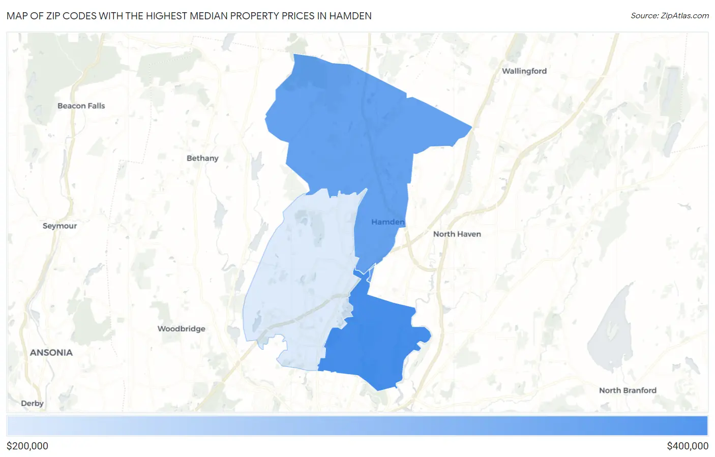 Zip Codes with the Highest Median Property Prices in Hamden Map