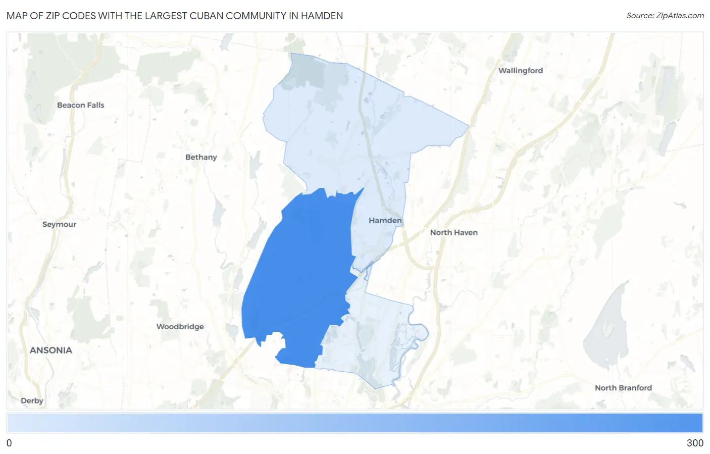 Zip Codes with the Largest Cuban Community in Hamden Map