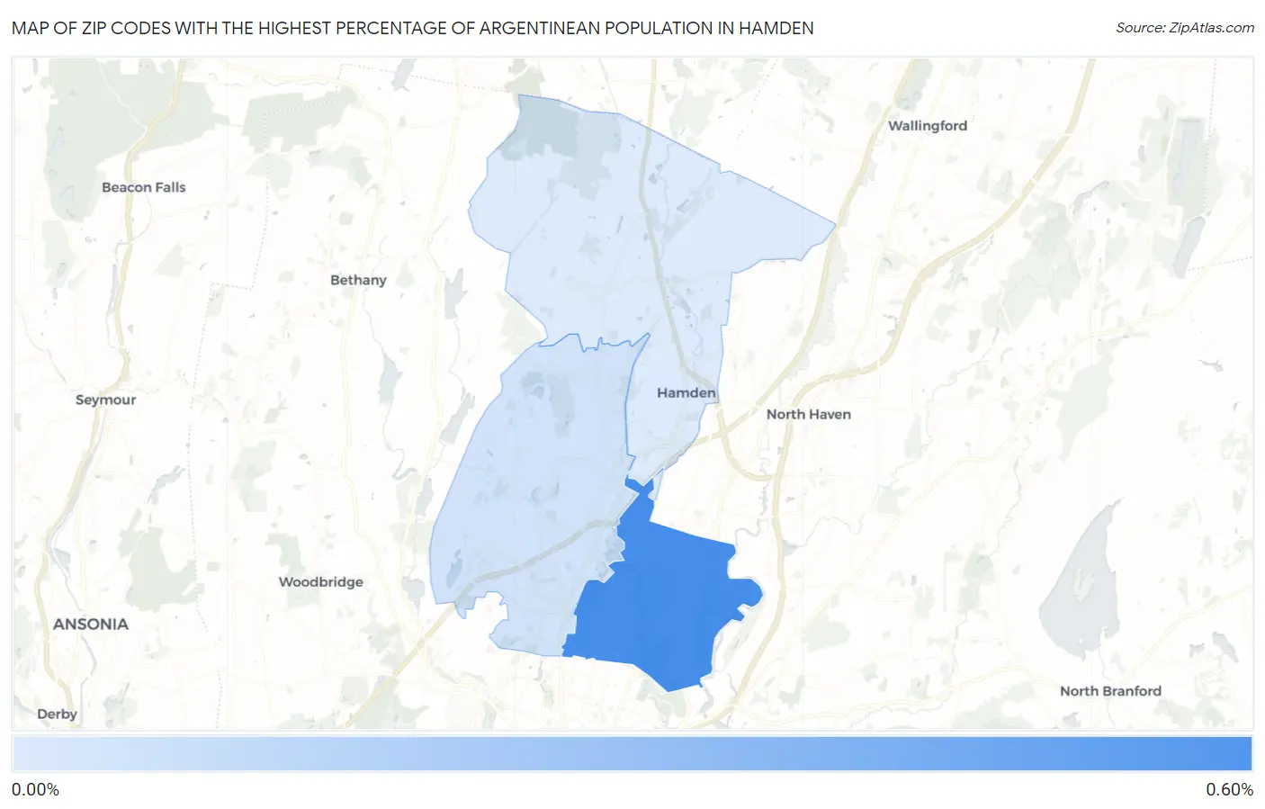 Zip Codes with the Highest Percentage of Argentinean Population in Hamden Map