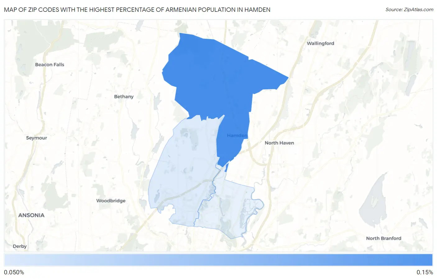 Zip Codes with the Highest Percentage of Armenian Population in Hamden Map