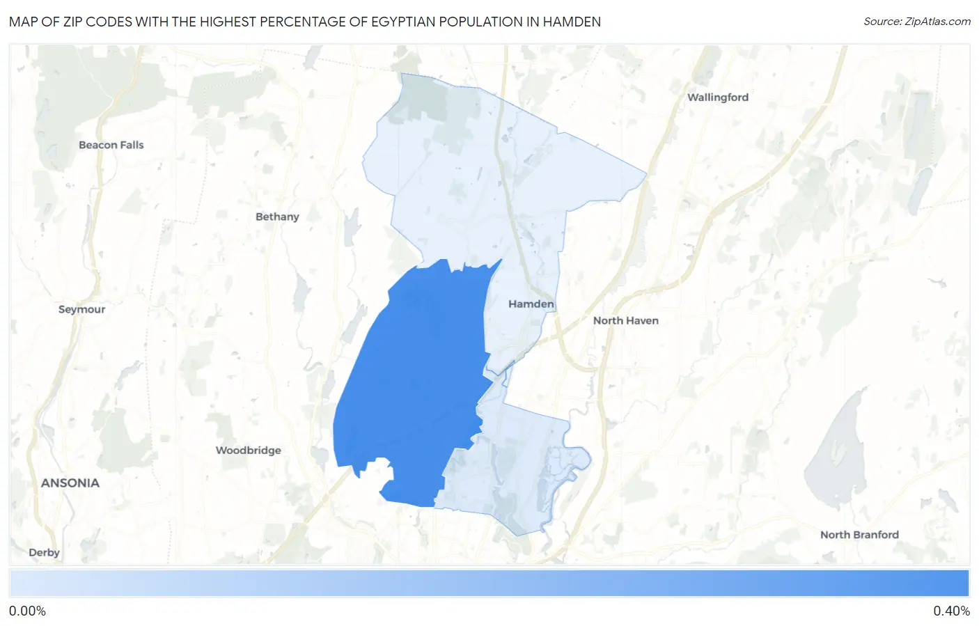 Zip Codes with the Highest Percentage of Egyptian Population in Hamden Map
