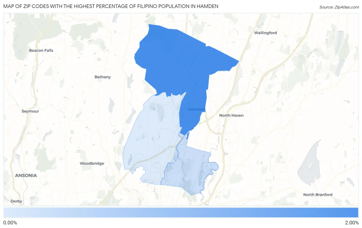 Zip Codes with the Highest Percentage of Filipino Population in Hamden Map