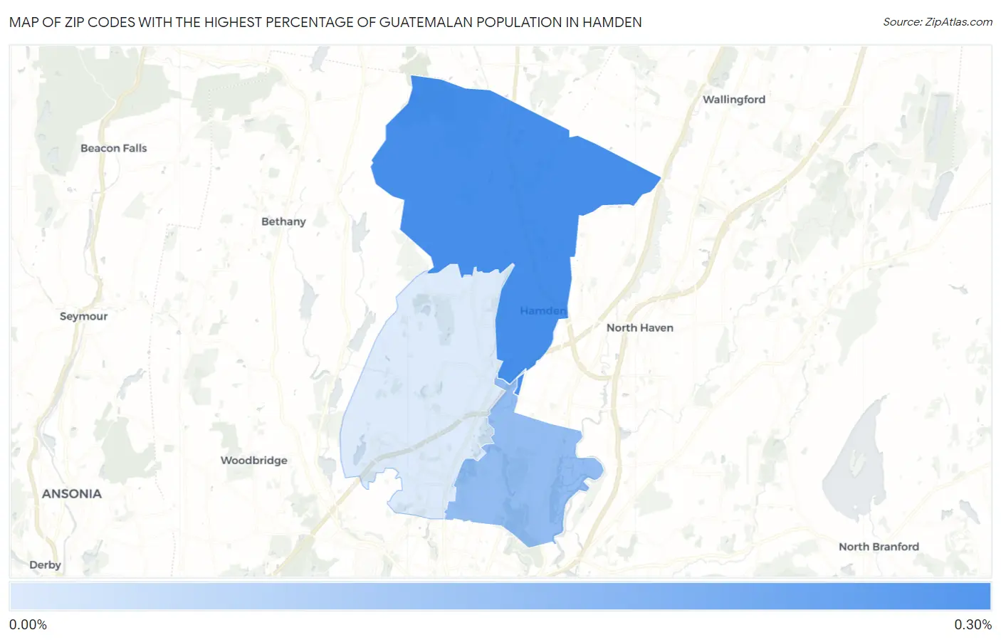 Zip Codes with the Highest Percentage of Guatemalan Population in Hamden Map
