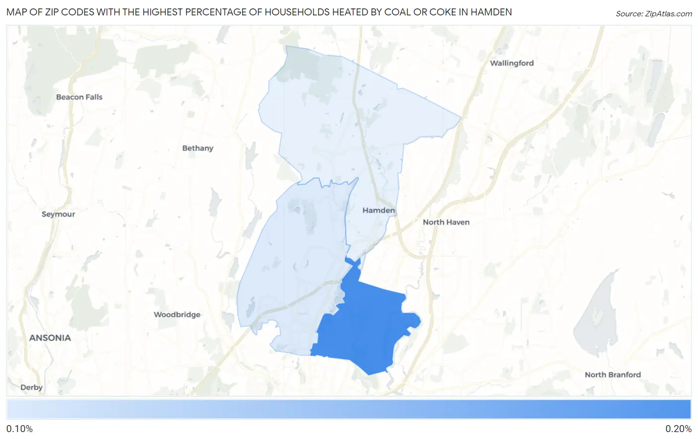 Zip Codes with the Highest Percentage of Households Heated by Coal or Coke in Hamden Map