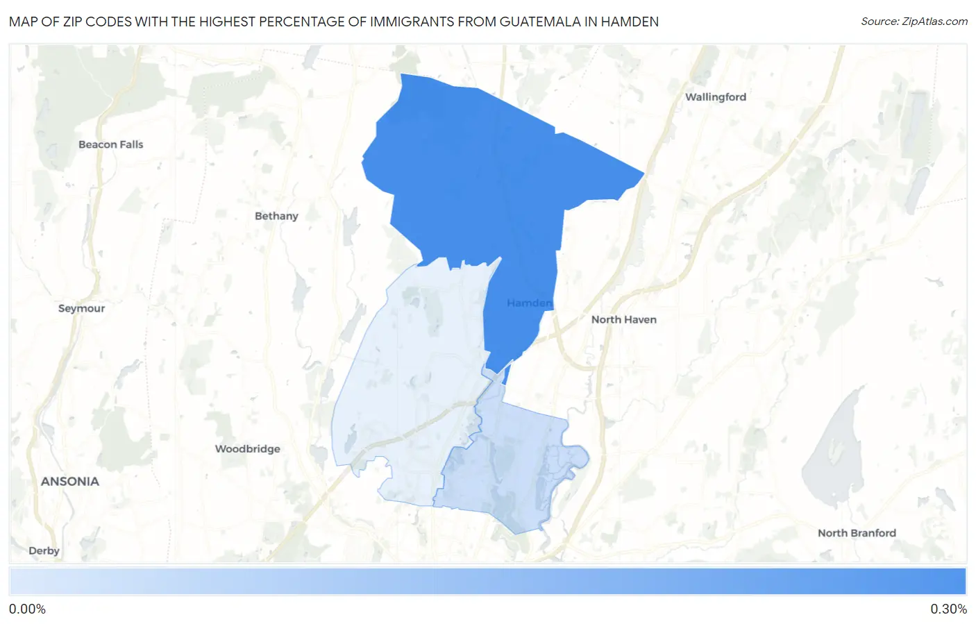Zip Codes with the Highest Percentage of Immigrants from Guatemala in Hamden Map
