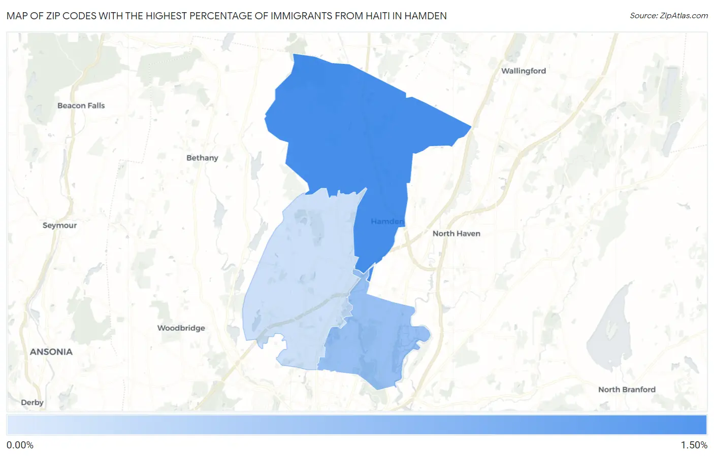 Zip Codes with the Highest Percentage of Immigrants from Haiti in Hamden Map