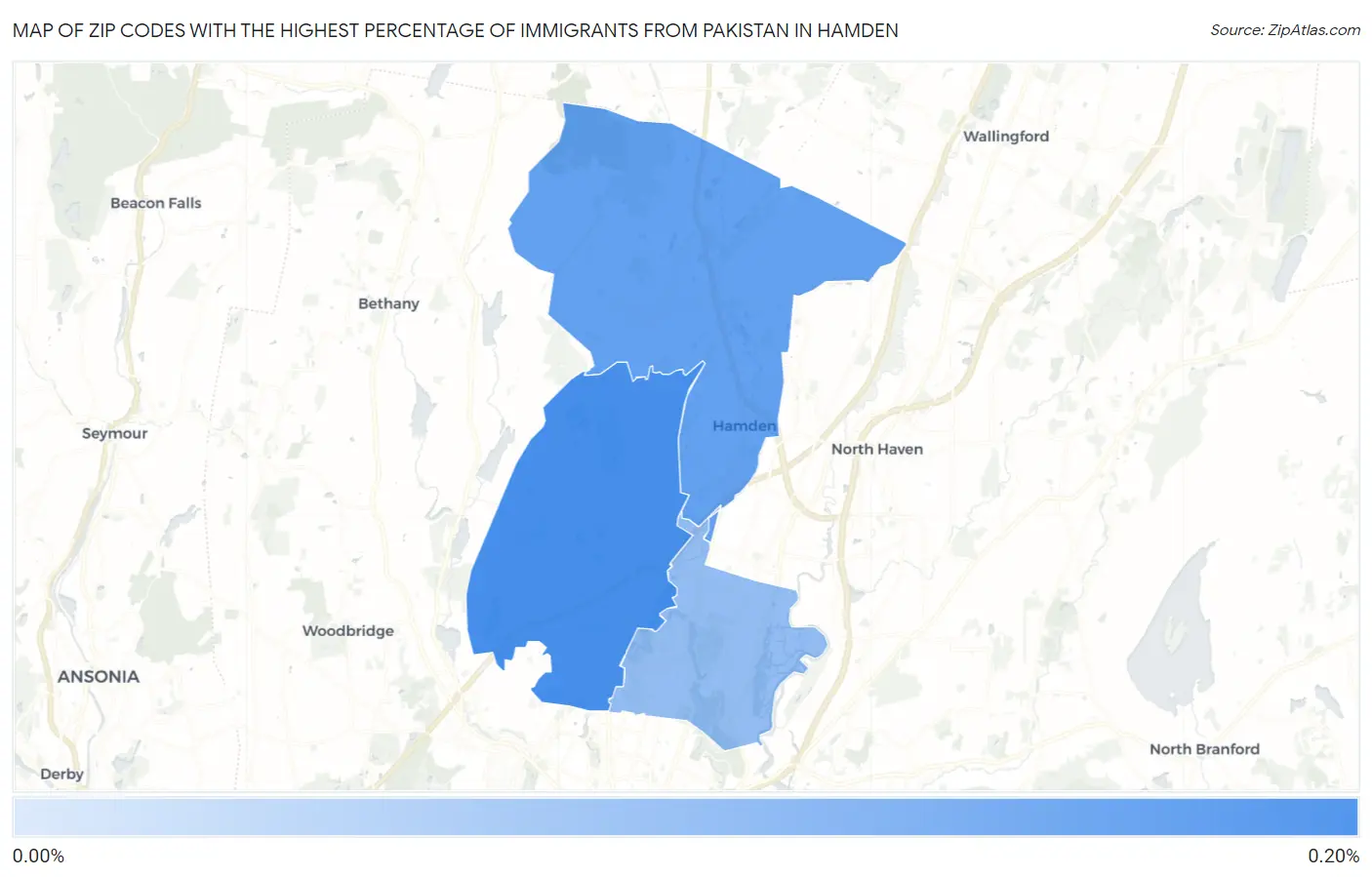 Zip Codes with the Highest Percentage of Immigrants from Pakistan in Hamden Map