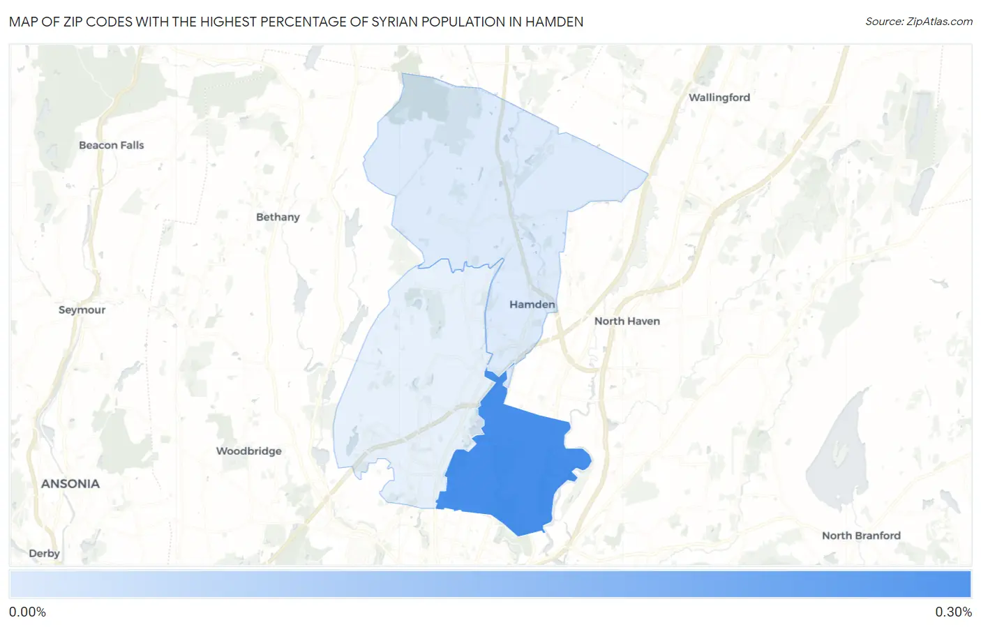 Zip Codes with the Highest Percentage of Syrian Population in Hamden Map