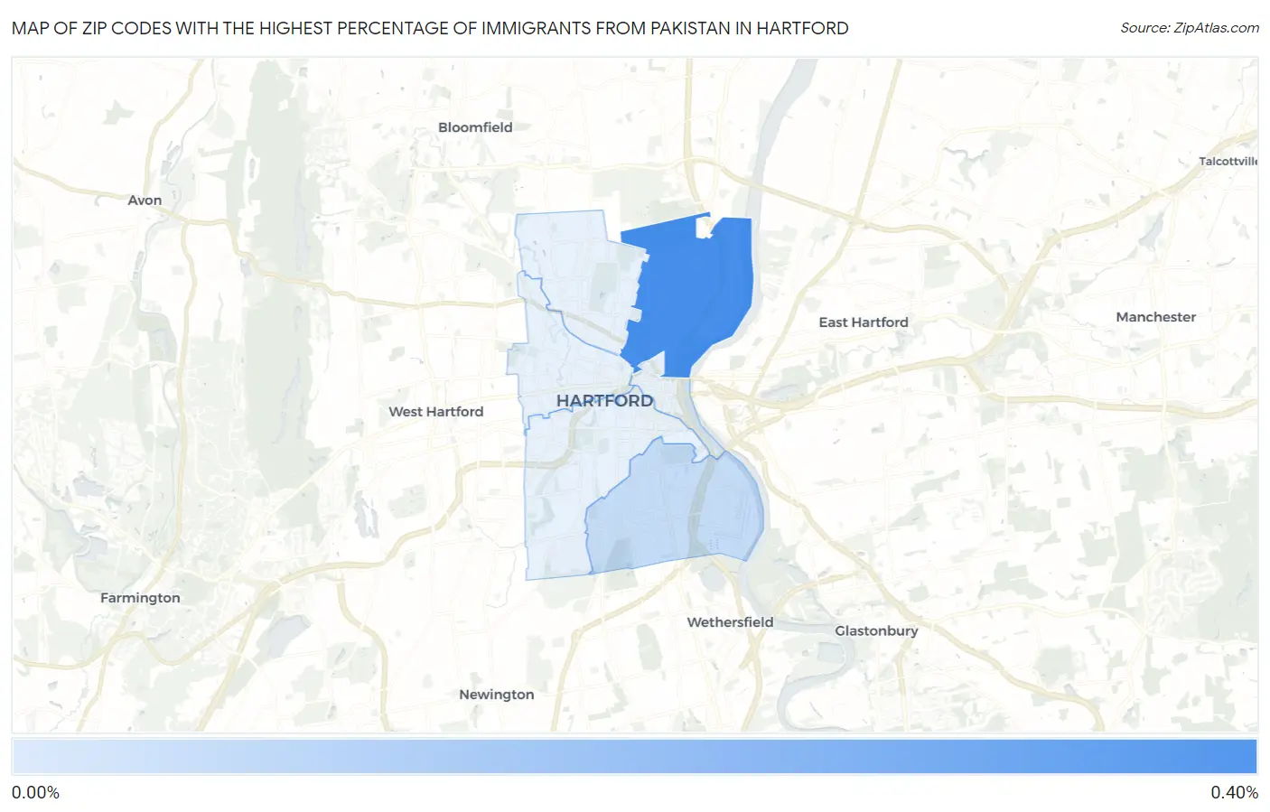 Zip Codes with the Highest Percentage of Immigrants from Pakistan in Hartford Map