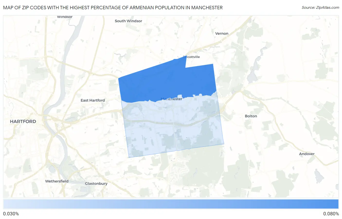 Zip Codes with the Highest Percentage of Armenian Population in Manchester Map