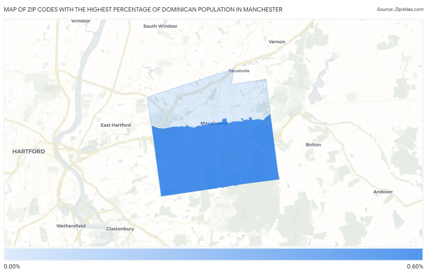 Zip Codes with the Highest Percentage of Dominican Population in Manchester Map