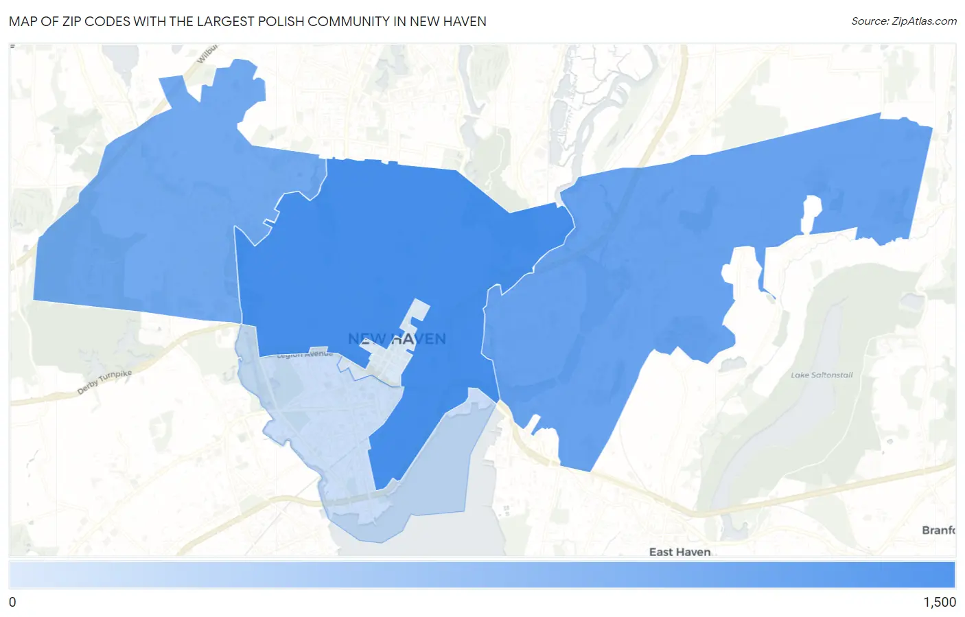Zip Codes with the Largest Polish Community in New Haven Map