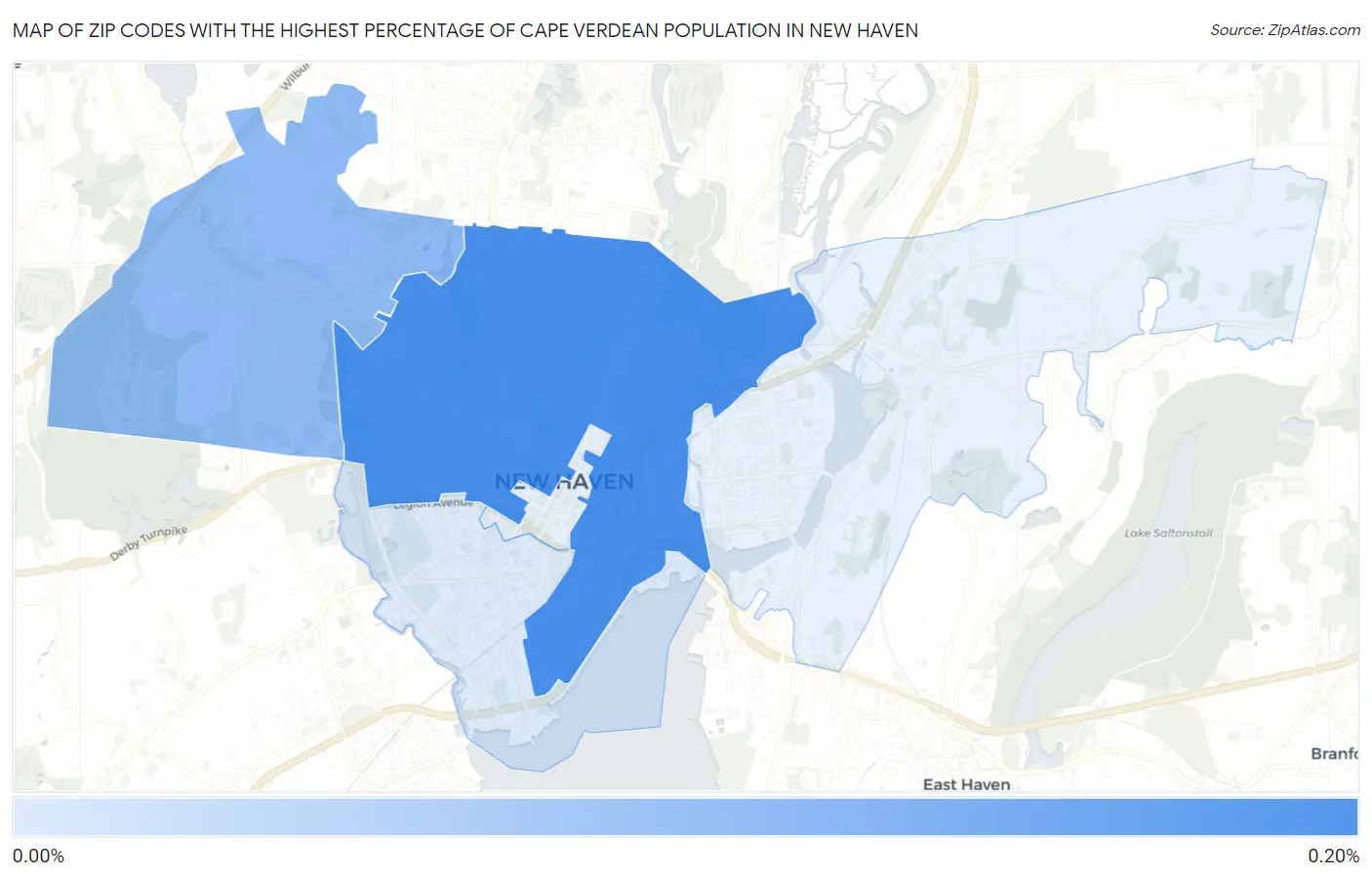 Zip Codes with the Highest Percentage of Cape Verdean Population in New Haven Map