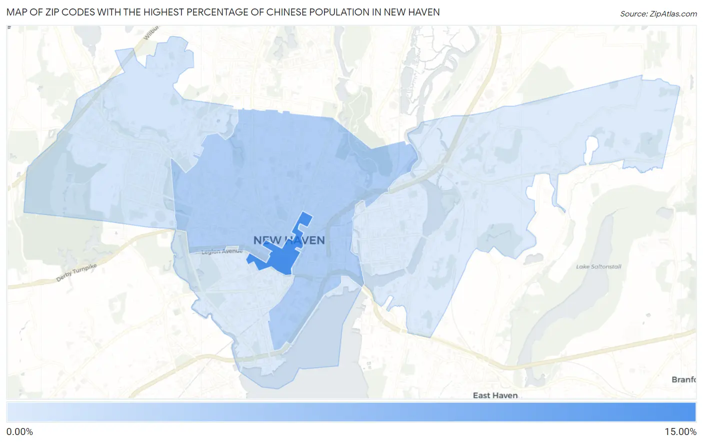 Zip Codes with the Highest Percentage of Chinese Population in New Haven Map
