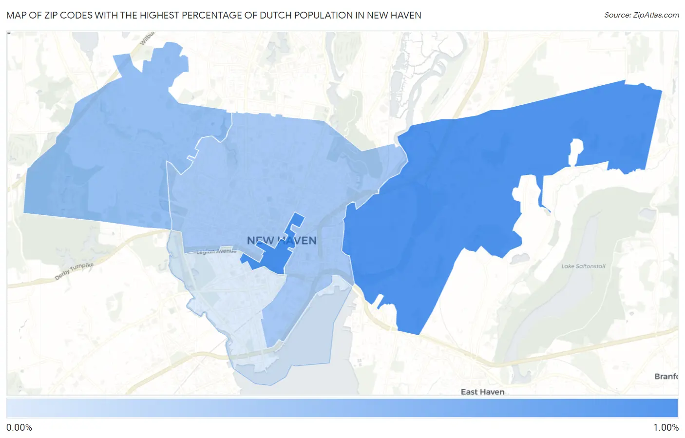 Zip Codes with the Highest Percentage of Dutch Population in New Haven Map