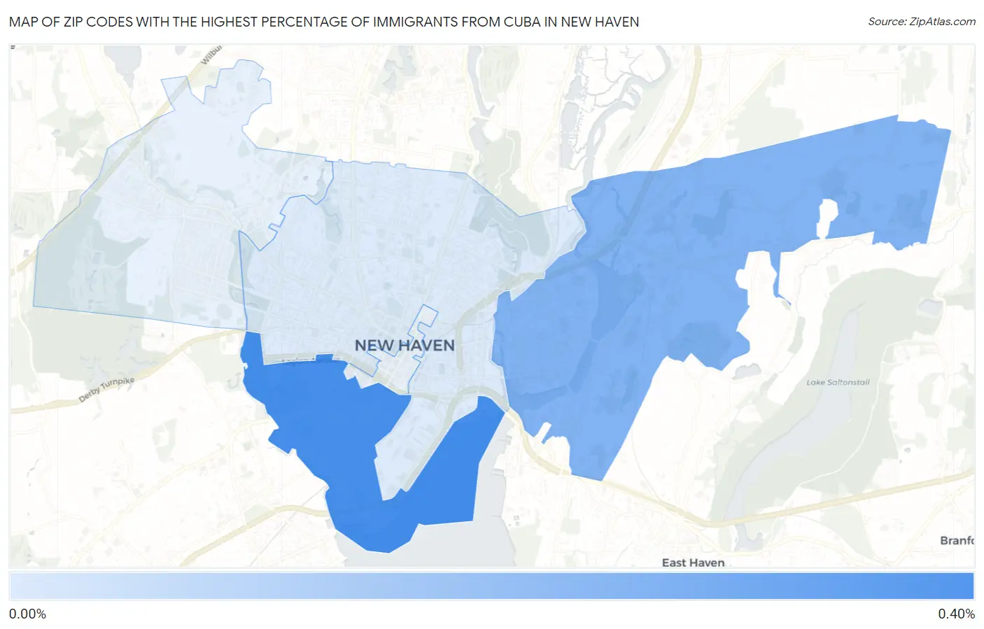 Zip Codes with the Highest Percentage of Immigrants from Cuba in New Haven Map