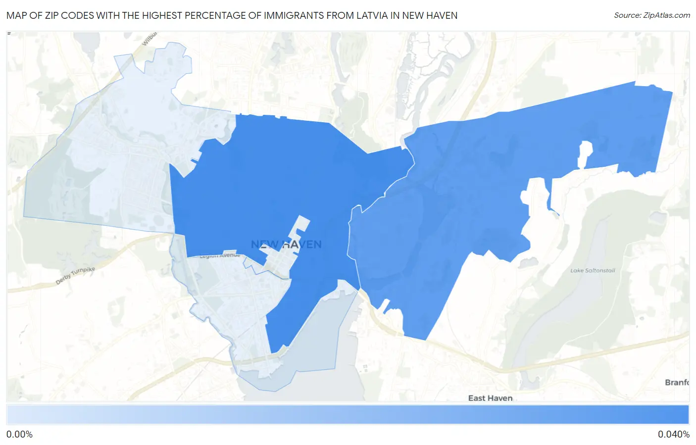 Zip Codes with the Highest Percentage of Immigrants from Latvia in New Haven Map