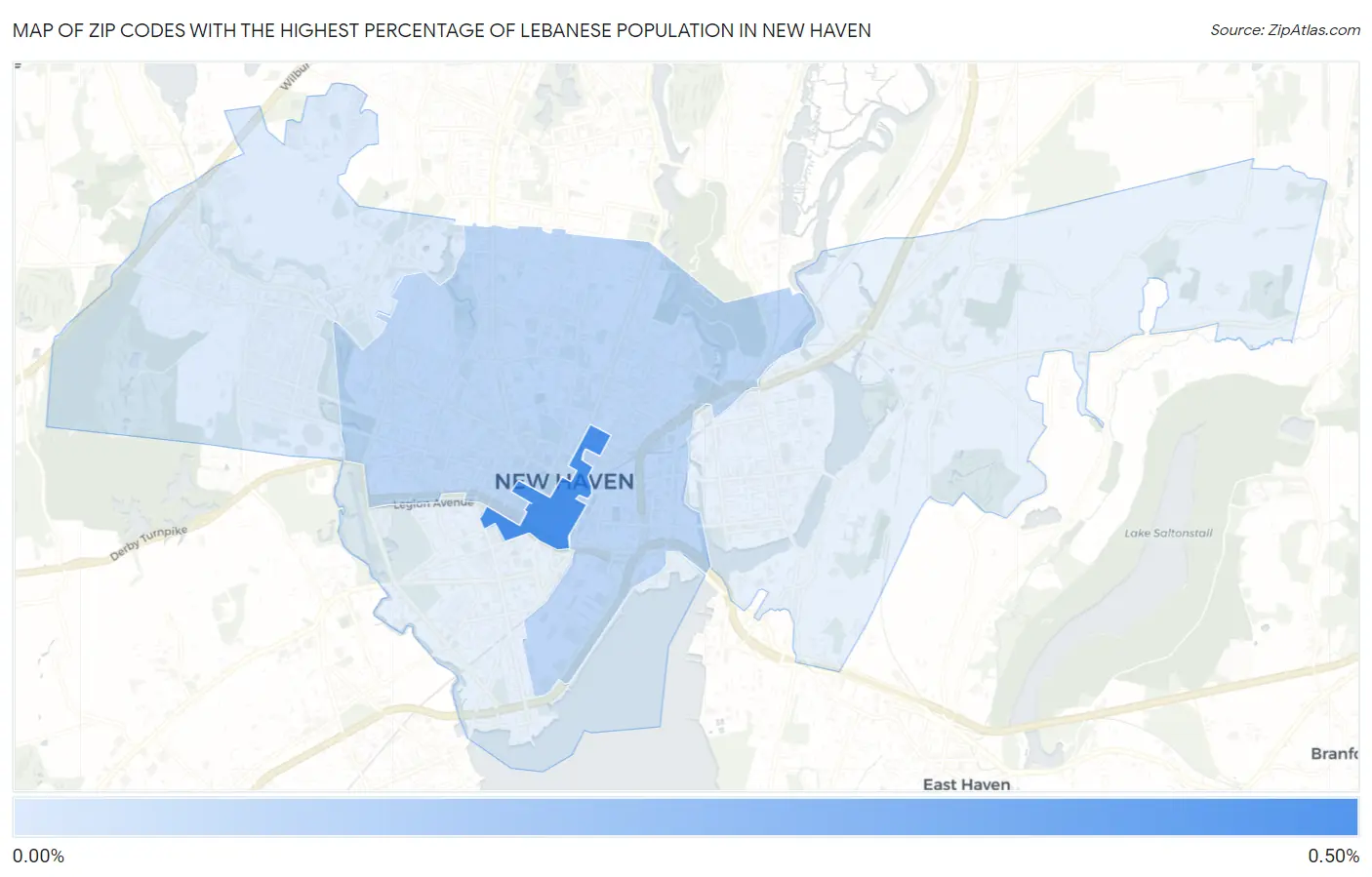Zip Codes with the Highest Percentage of Lebanese Population in New Haven Map