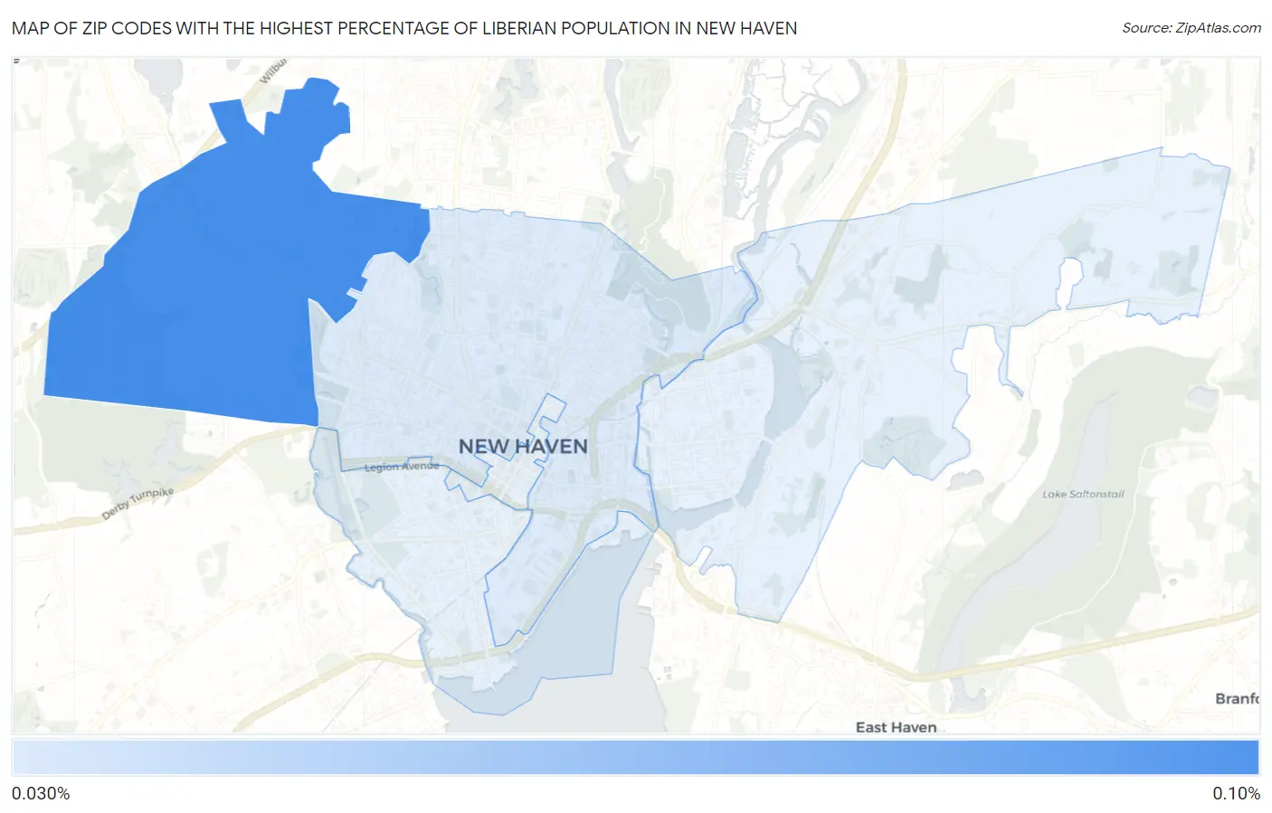 Zip Codes with the Highest Percentage of Liberian Population in New Haven Map