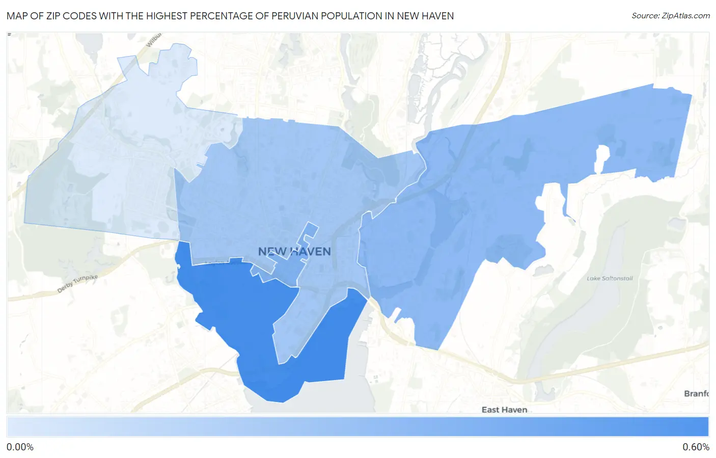 Zip Codes with the Highest Percentage of Peruvian Population in New Haven Map