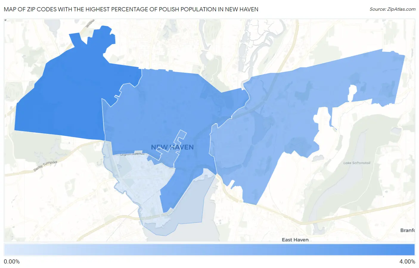Zip Codes with the Highest Percentage of Polish Population in New Haven Map