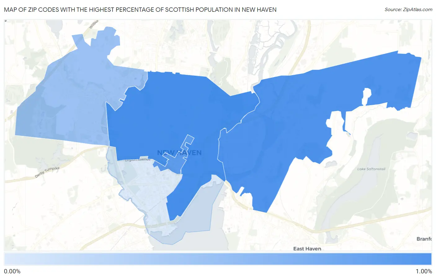 Zip Codes with the Highest Percentage of Scottish Population in New Haven Map