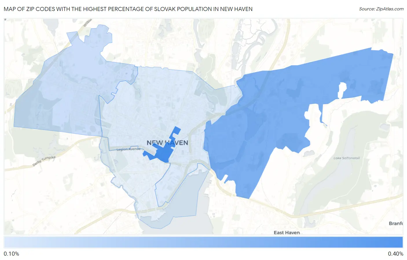 Zip Codes with the Highest Percentage of Slovak Population in New Haven Map
