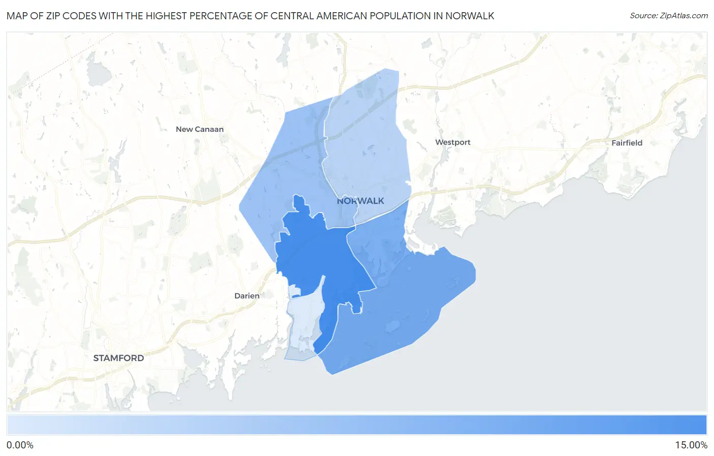 Zip Codes with the Highest Percentage of Central American Population in Norwalk Map