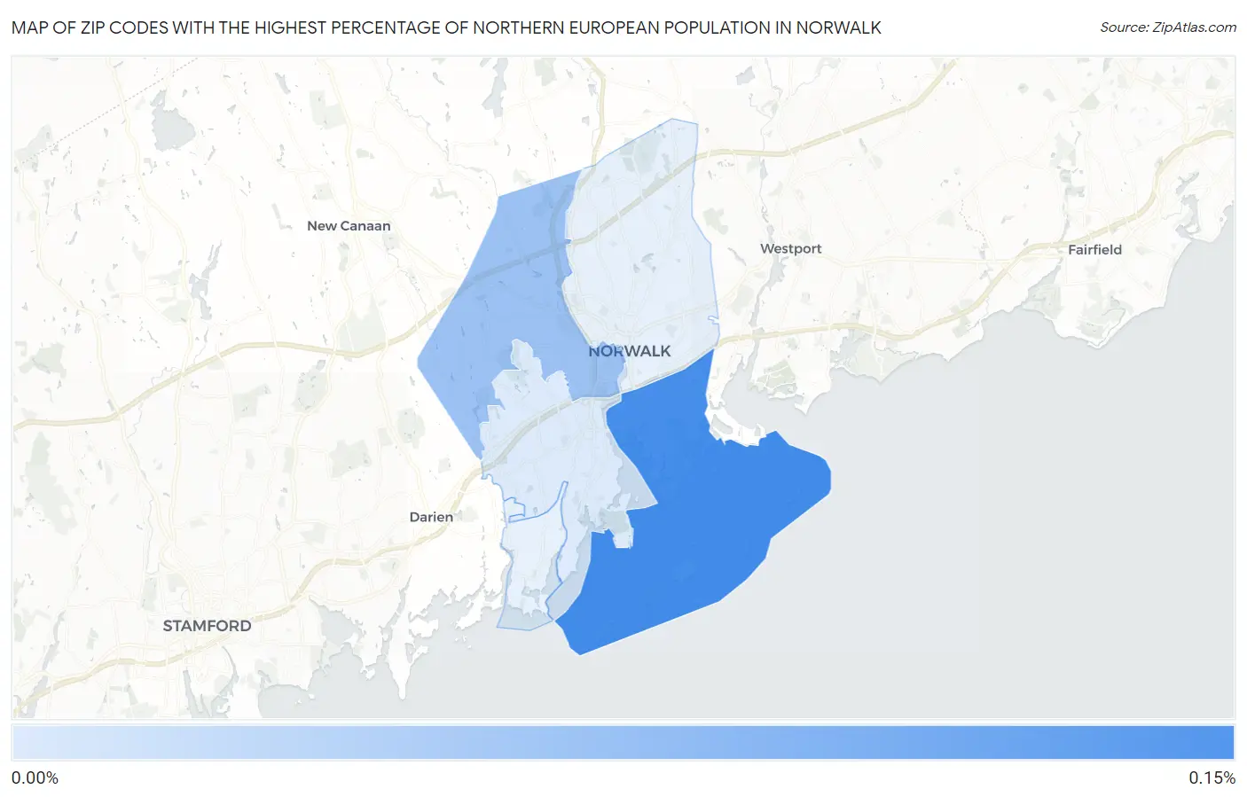Zip Codes with the Highest Percentage of Northern European Population in Norwalk Map