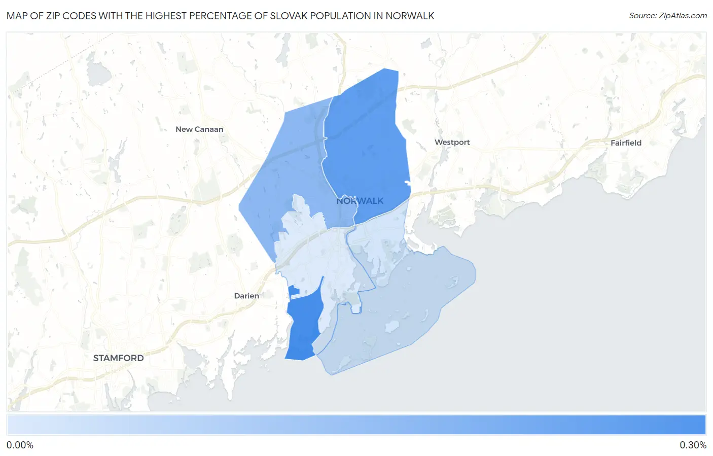 Zip Codes with the Highest Percentage of Slovak Population in Norwalk Map