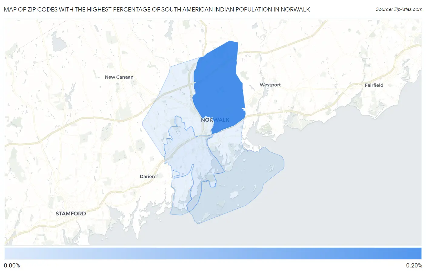 Zip Codes with the Highest Percentage of South American Indian Population in Norwalk Map