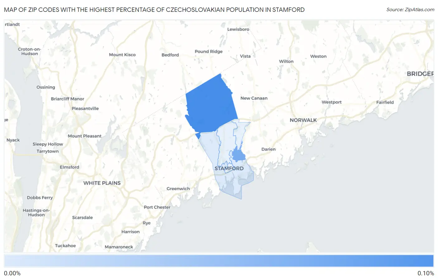 Zip Codes with the Highest Percentage of Czechoslovakian Population in Stamford Map